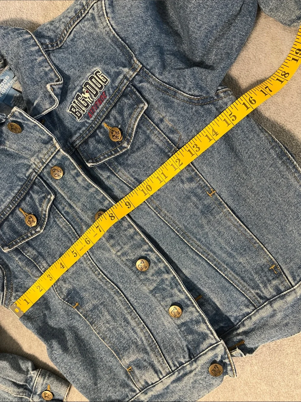 Kids Big Dog Trucker Denim Jacket Size 8 Embroidered Vintage
